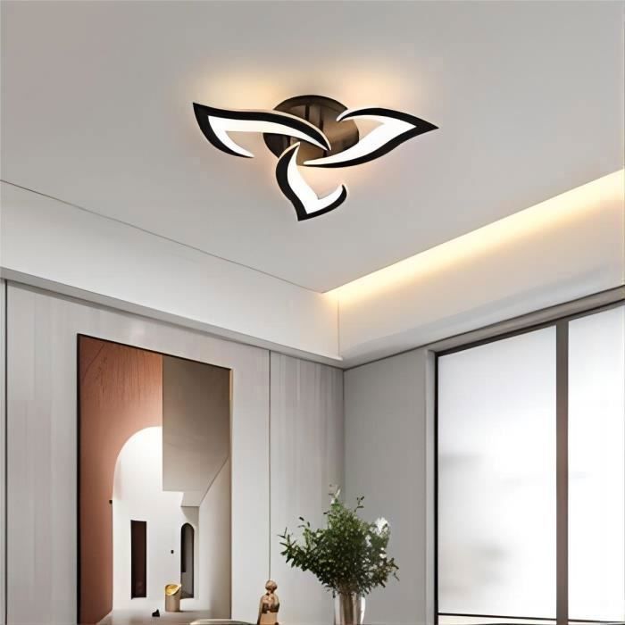 DELIPOP Plafonnier LED moderne 36W - 3000K lumière chaude Lampe de plafond pour salon chambre salle à manger - 3 Lumières - Noir