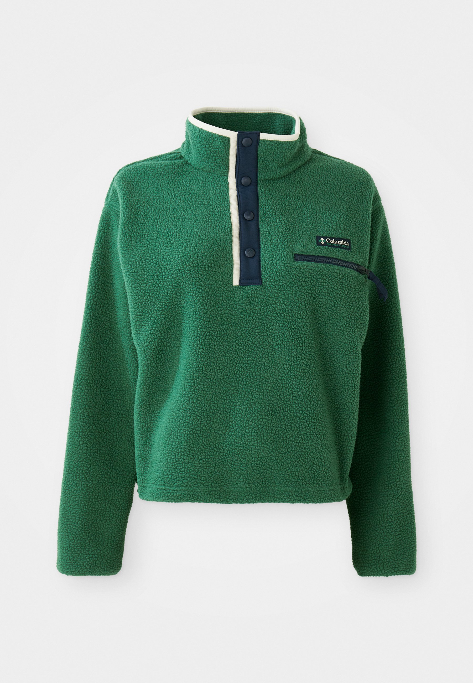 Pull polaire Columbia HELVETIA™ II CROPPED HALF SNAP - coloris forêt tropicale/bleu marine universitaire/gris foncé