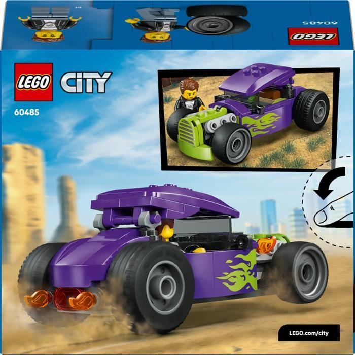 LEGO City 60485 Le Hot Rod - Jouet Voiture de Course - Motricité Fine - Cadeau dès 5 ans