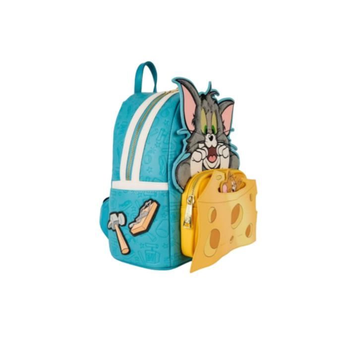 Zaino per bambini - LOUNGEFLY - Tom & Jerry - Blu - Pelle sintetica - Jerry staccabile