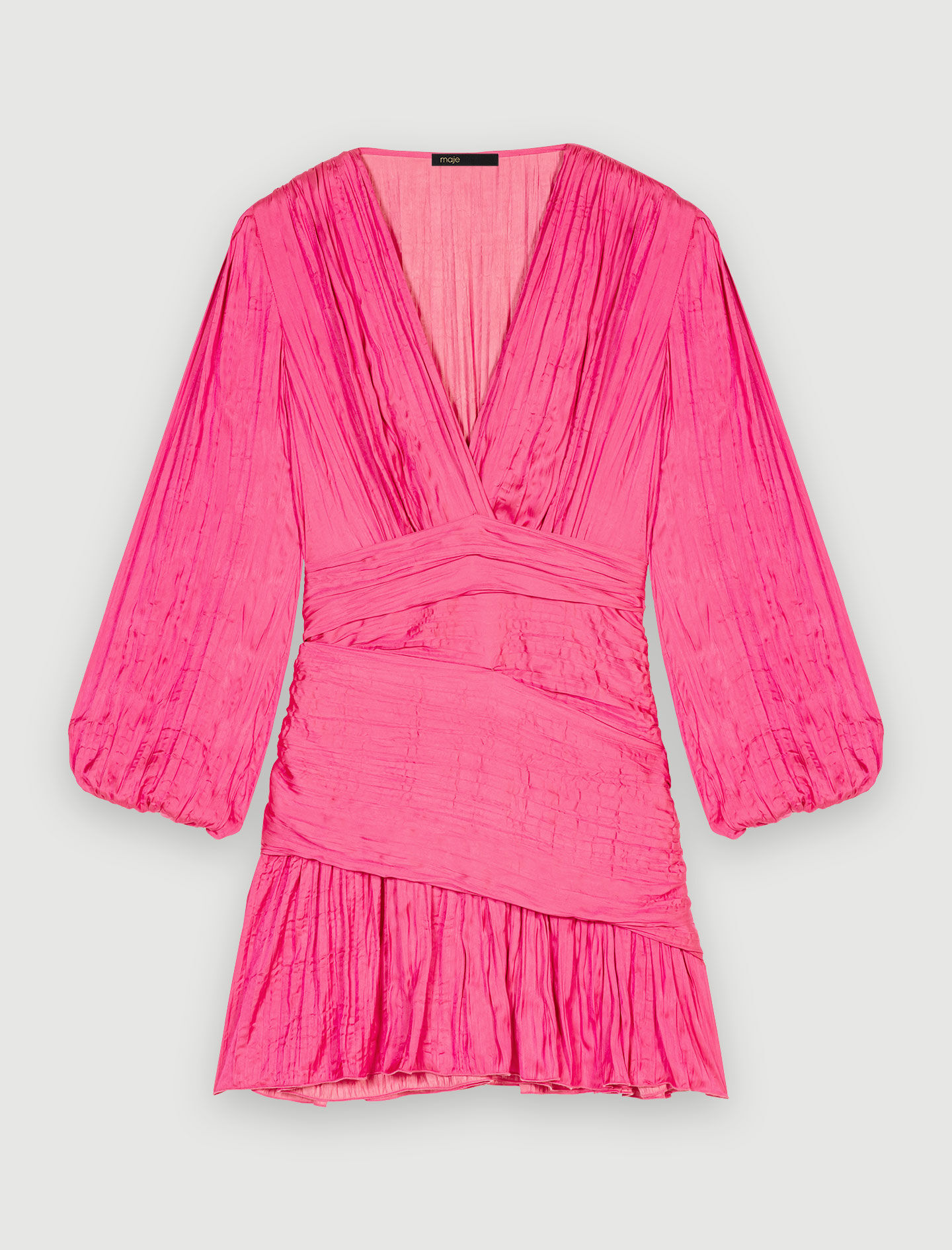Korte gedrapeerde jurk - fuchsia