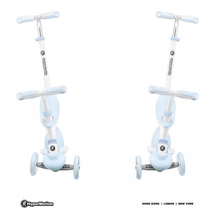 Monopattino/bicicletta senza pedali convertibile 5 in 1 HyperMotion per bambini fino a 50 kg - Maniglione, poggiapiedi, sedile e manubrio regolabili - Certificato CE, blu