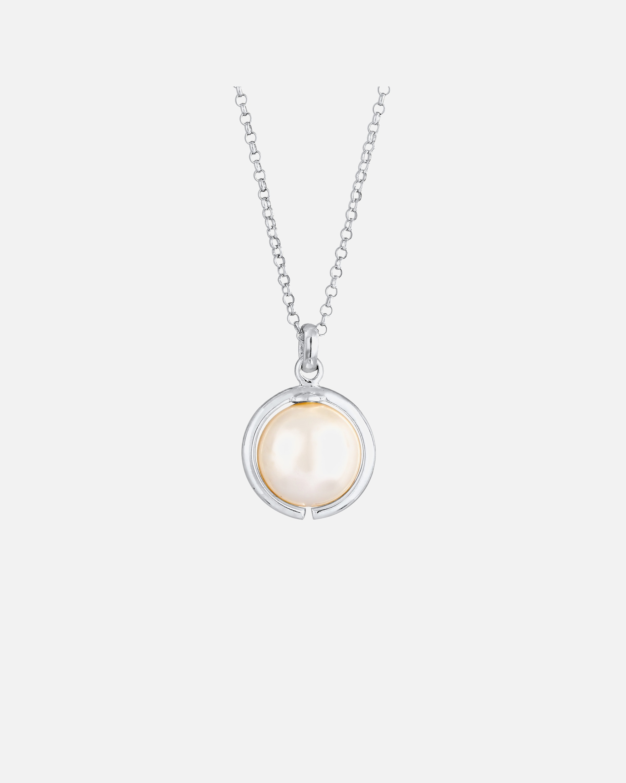 Elli Femmes Pendentif Rond Classique avec Perle Synthétique en Argent 925 Sterling