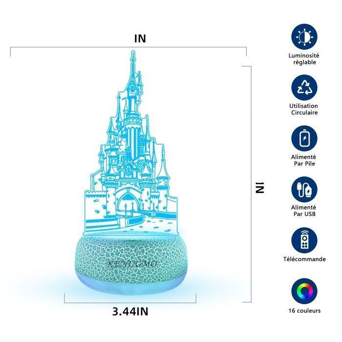 KENLUMO Stitch Lampe château Noël Enfant Cadeau Lampe de chevet LED télécommande Touchez pour changer decouleur decoration chambre