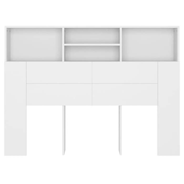 Cabecero con espacio de almacenamiento, mesita de noche, estante, 140 x 19 x 103,5 cm, MDF blanco, TDL0200107