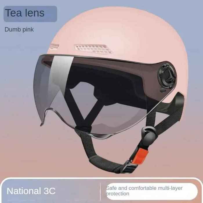 Casque de sécurité pour vélo électrique avec lunettes,demi-casque de dessin,casque de moto,hommes et femmes,adultes - Pink-A[B360]
