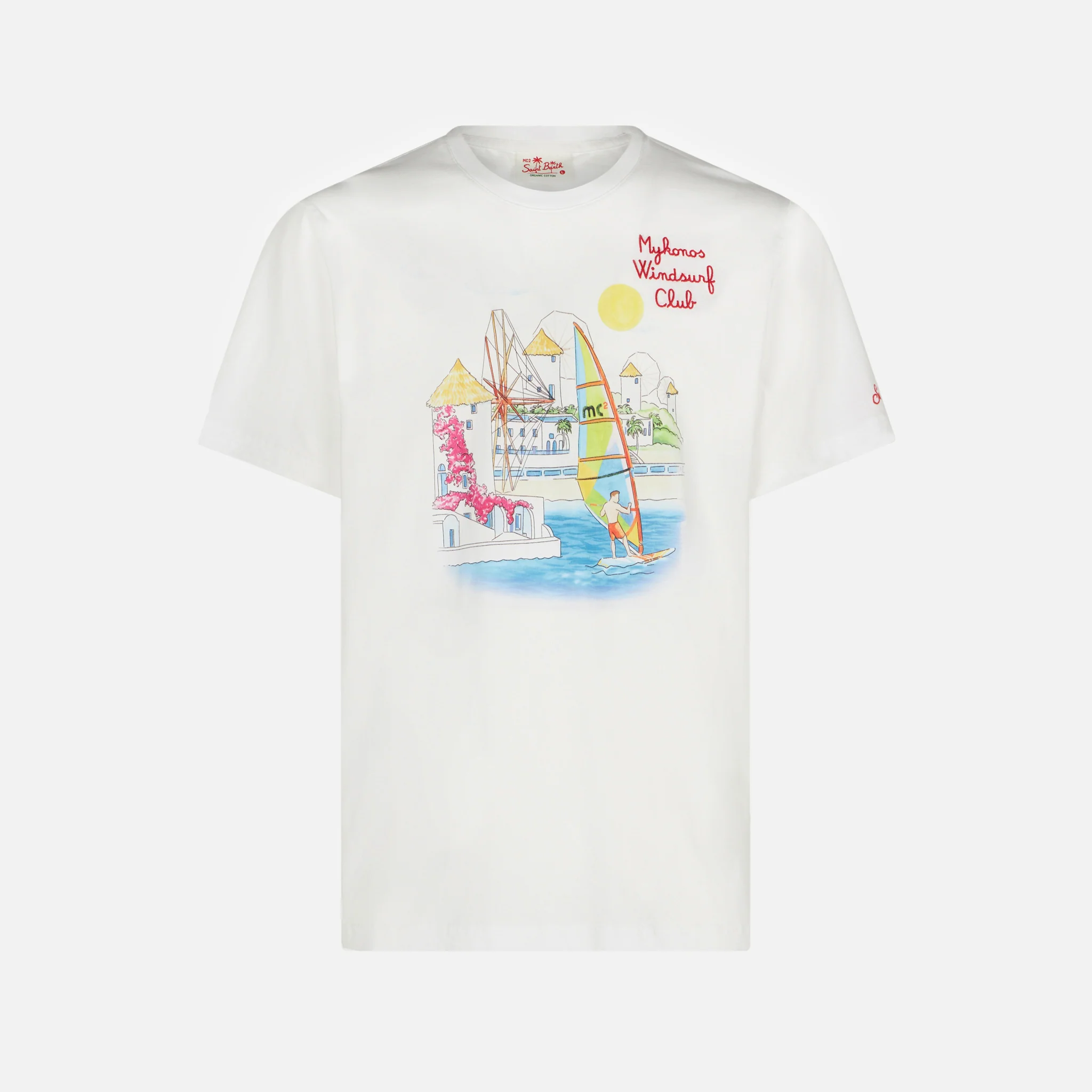 Heren katoenen T-shirt met Mykonos-print