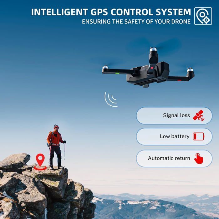 Drone - TRAHOO - T18S - Caméra 4K - Moteur Sans Balais - Pliable 5G Wifi