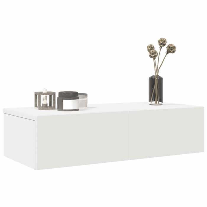 Mensola a muro e cassetti vidaXL, bianca, 60x26,5x15 cm, in legno composito, 859968