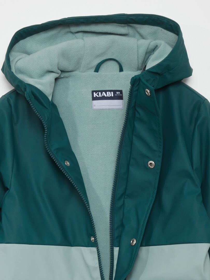 Parka bicolor com forro de lã polar - VERDE