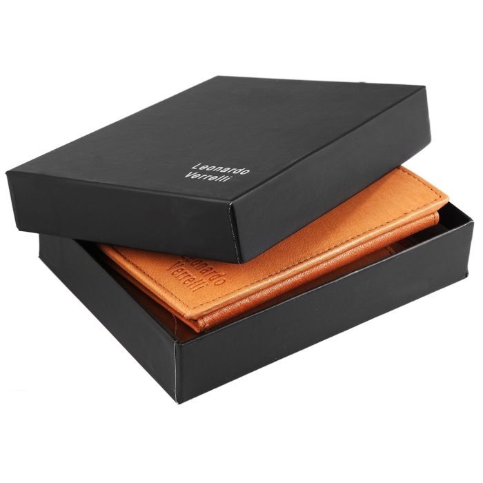 Portefeuille homme - LEONARDO VERRELLI - Leonel - Cuir buffle marron - Vertical 10x12x2 cm - 8 fentes