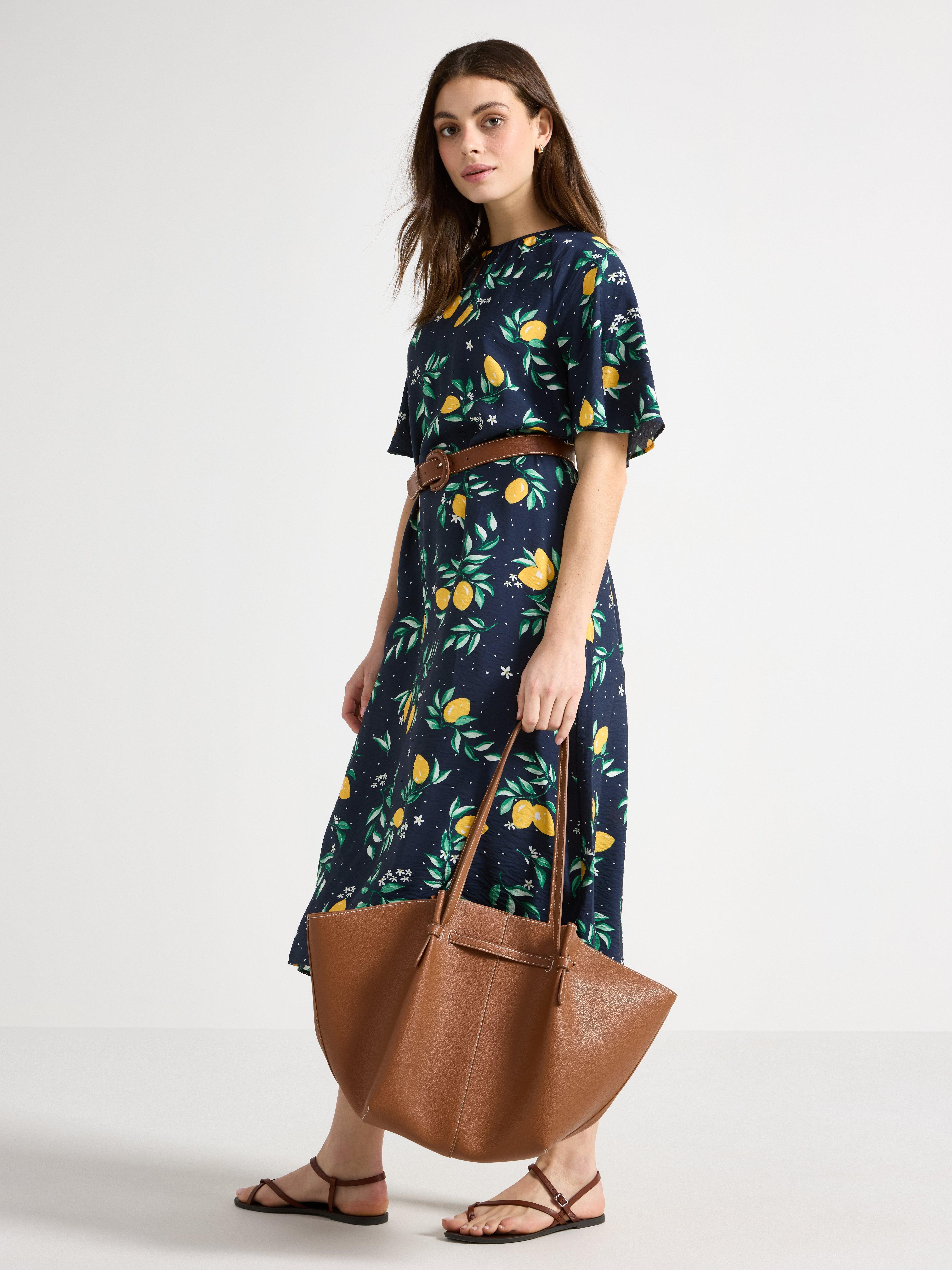 Vestido midi azul-marinho