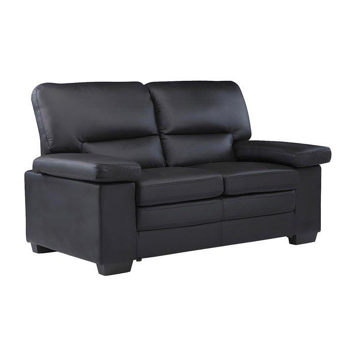 Sofá de 3 plazas, sofá de 2 plazas y sillón MIMAS en piel de búfalo - Negro