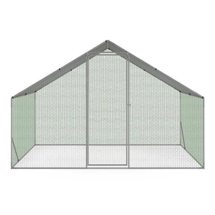 IDMARKET Kippenhok, ren van 6 m² met gaas, 3x2 m, gegalvaniseerd staal
