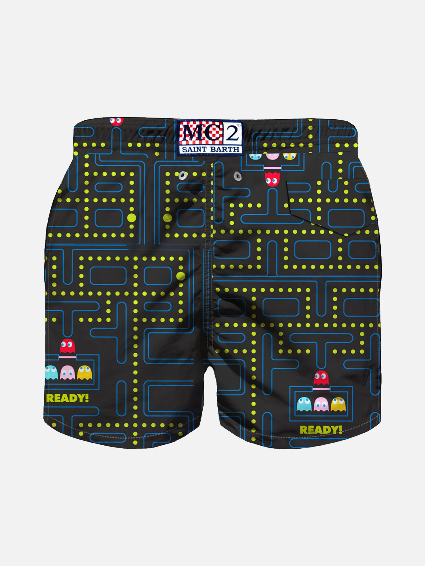 Costume da bagno da bambino in tessuto leggero con stampa Pac Man |Pac