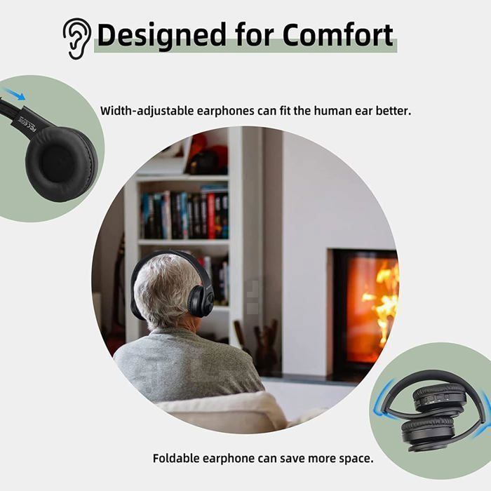 Retekess TA005 Wireless TV Headphones, Audio Headset, Stereo Support, AUX and RCA Input, 10 Hours, High Volume for Seniors