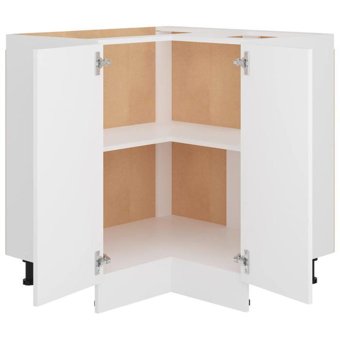 vidaXL Mueble esquinero Lyon, 75,5 x 75,5 x 81,5 cm, madera de ingeniería, blanco, almacenamiento para baño y cocina, debajo del mueble 802489