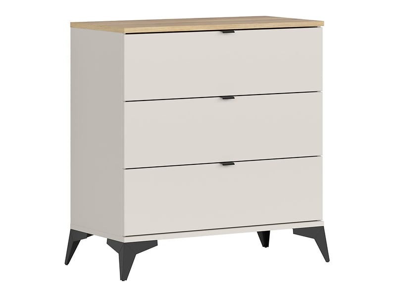 Komoda Glamour 85 cm z 3 szufladami kaszmir/dąb mauvella