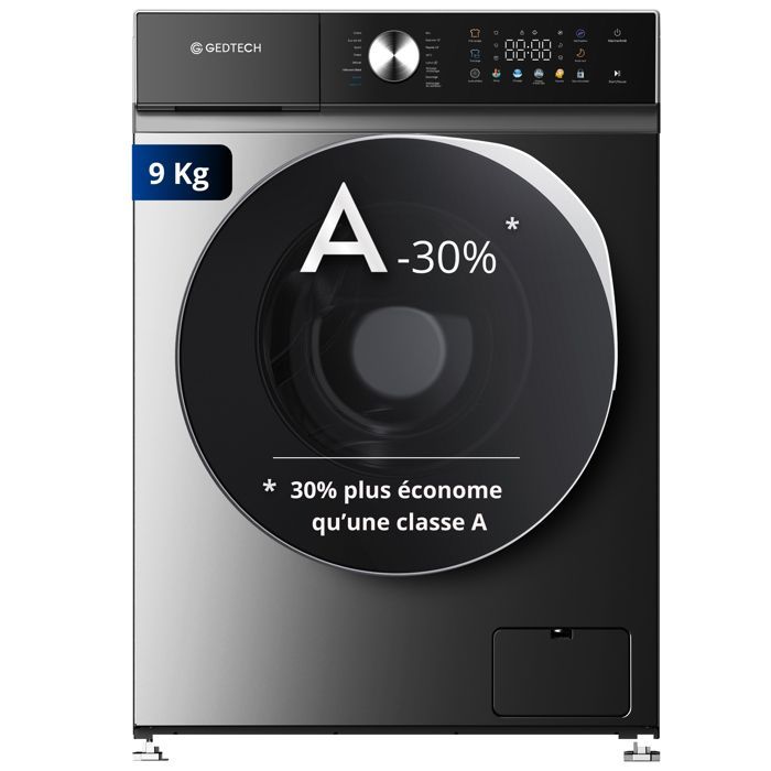 GEDTECH Voorlader Wasmachine GLLPS91400DG - 9 kg - 1400 tpm - 16 Programma's - Eco - Intensief - Snel - Zeer Laag Verbruik - Kleuren LED