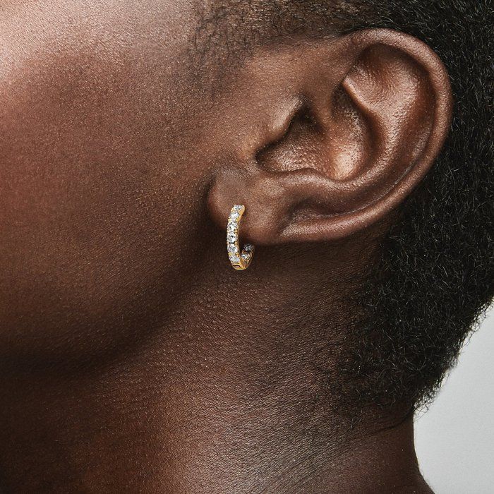 Earrings - Women's - 263002C01 - Hoop Earrings - Gold Plated - Cubic Zirconia