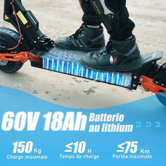 Joyor T10 - Patinete Elétrico - 2000 W - Rodas de 10 polegadas - Bateria de 60 V 18 Ah - Velocidade máxima de 60 km/h - Autonomia de 75 km.