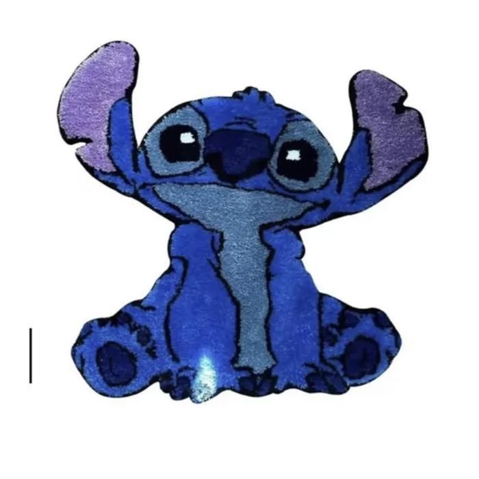 Alfombra infantil Stitch de 60 x 50 cm – Forma troquelada – Antideslizante y suave – Decoración para la habitación de una niña o un niño