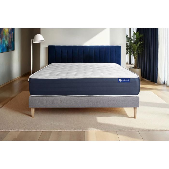 Conjunto de colchón y base de cama de 160x200 cm - Base de cama gris (requiere montaje) - Actilatex Sleep