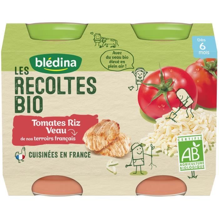 Blédina Organic Harvests Pot Tomato Rice Veal +6m 2 x 200g