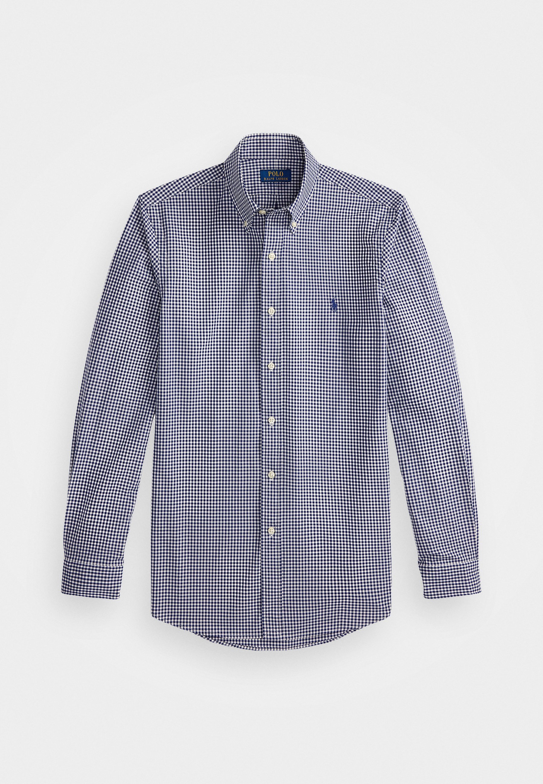Chemise Polo Ralph Lauren coupe personnalisée vichy en popeline stretch - Bleu marine Newport/Blanc