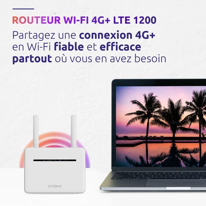 STRONG - Routeur Wifi 4G+ LTE - Jusqu'à 300 Mbps 4G/Wifi - 4 x RJ45 - Hotspot Mobile - Antennes détachables SMA - Facile à Installer