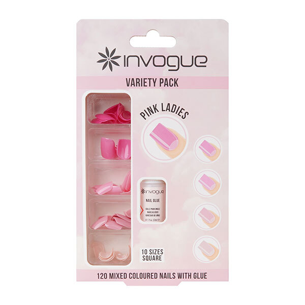 Invogue Pink Ladies Square Nails - Sada různých druhů laků na nehty (120 kusů)