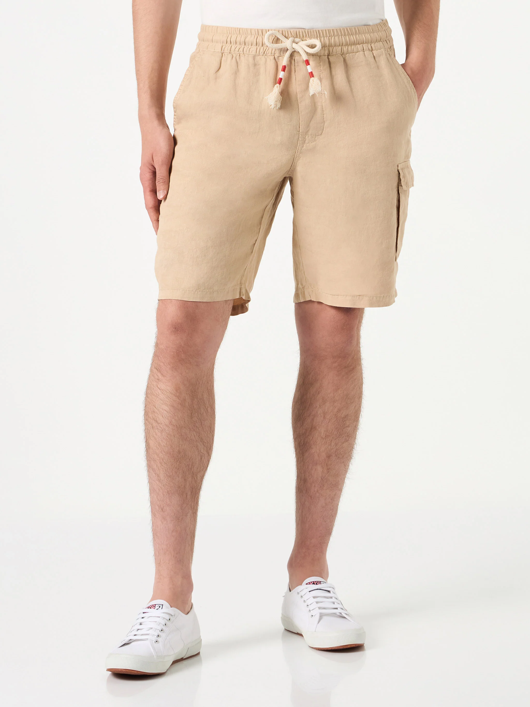 Beige linnen Bermuda-shorts