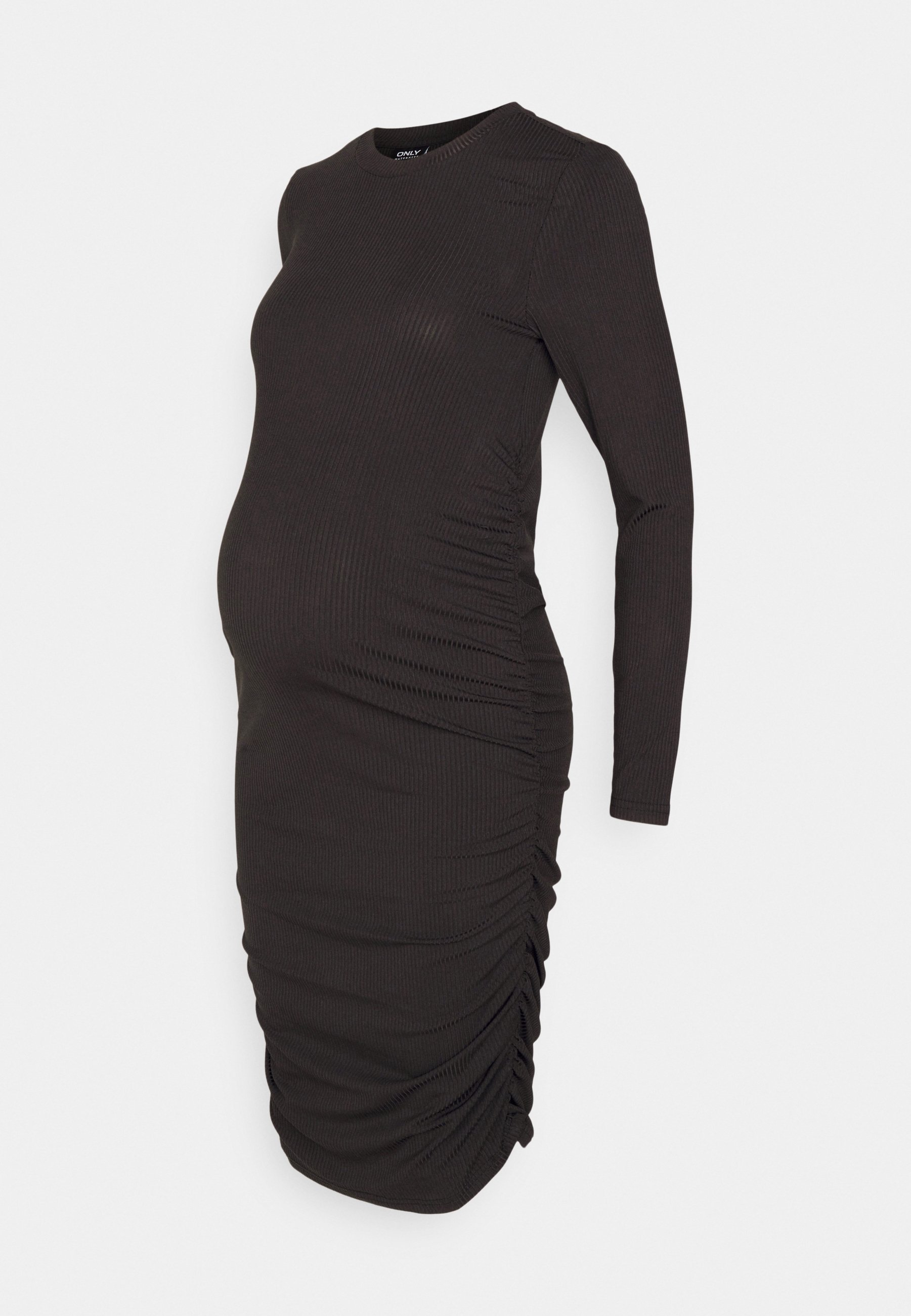 ONLY MATERNITY OLMITSI RUCHING - Jersey jurk - zwart