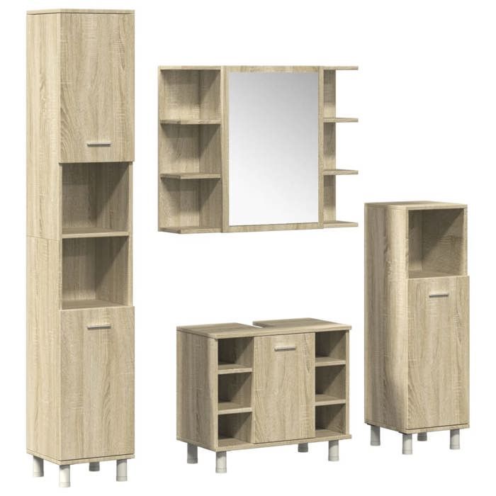 Badkamermeubelset - vidaXL - Sonoma eikenhout - 4-delig - 30,5x30x179 cm - Samengesteld hout