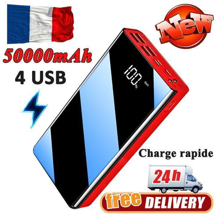 Batteria esterna FUNSEE - 50000mAh - Ricarica rapida - 4 uscite - Compatibile con tutti i telefoni