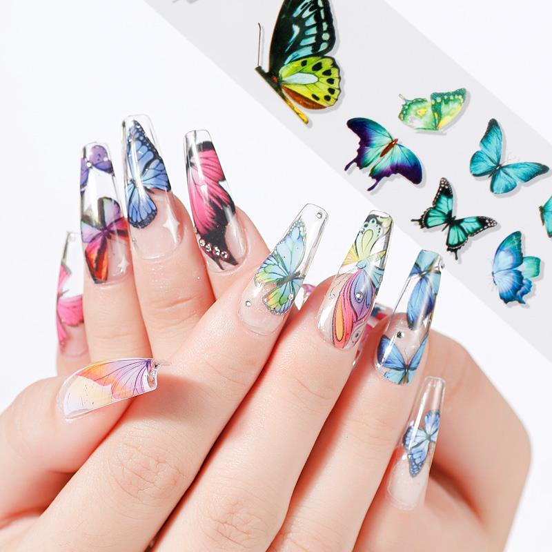 Nagelkunst Vlinder Sterrenhemel Overdracht Papier Laser Vlinder Roos Bamboe Nagel Sterrenhemel Overdracht Papier Sticker