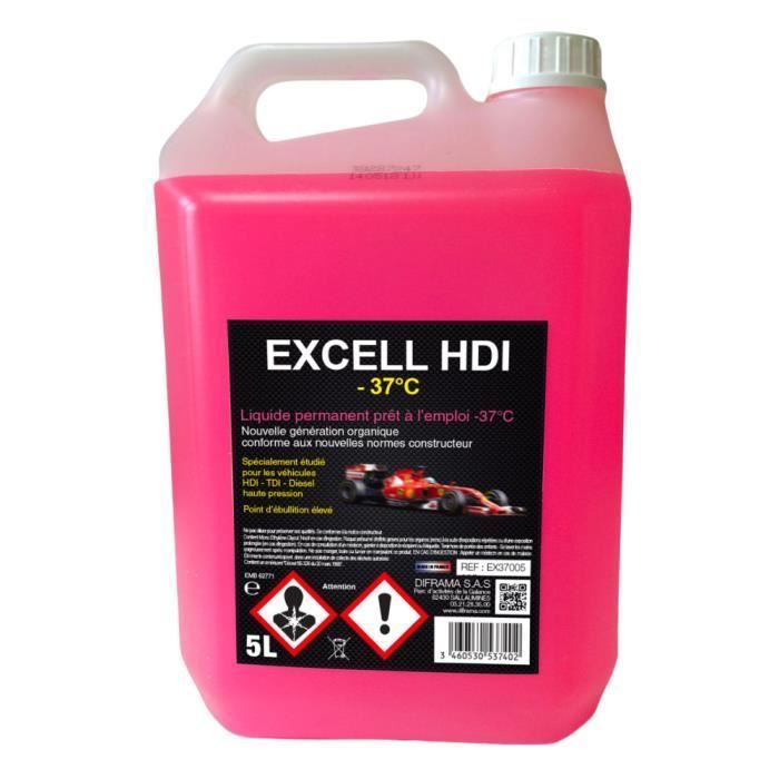 Coolant, pink, 5L, EXCELL HDI -37°C - Diframa