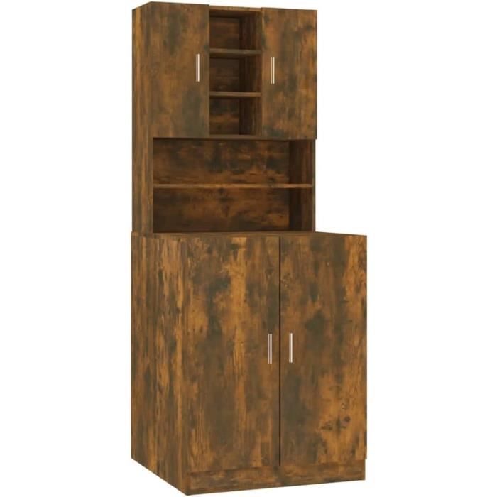 Armoire de Machine à Laver Armoire de Buanderie Meuble pour Lave-Linge Rangement de Salle de Bain Chêne Fumé Bois d’Ingénierie[884]