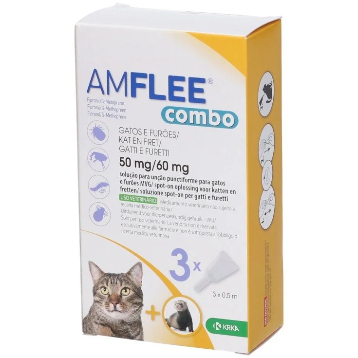 AMFLEE Amflee Combo 50 mg/60 mg voor katten en fretten 3 pipetten