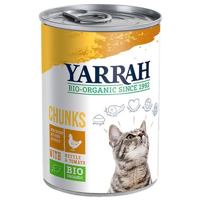 12 x 400g/405g Βιολογική Υγρή Τροφή για Γάτες Yarrah - 9 + 3 Δωρεάν!*
