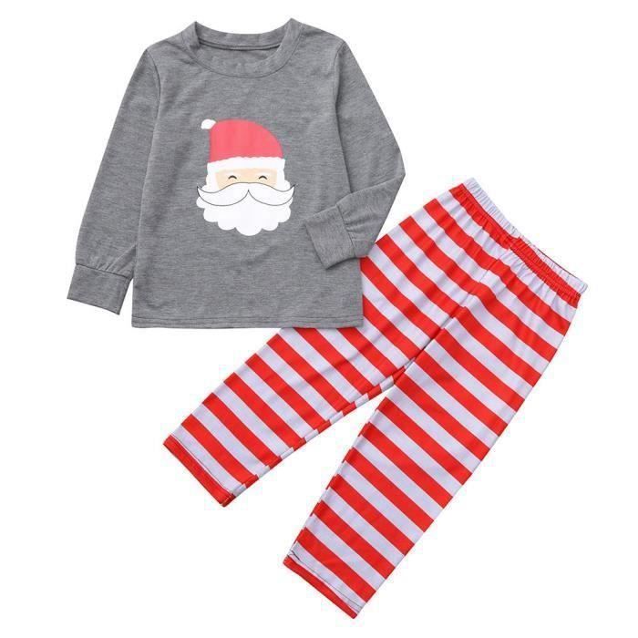 FUNMOON Fille et Garçon Bébé Pyjama Famille De Noël Pantalons Chemise De Nuit 2Pcs Set D'Intérieur - Gris