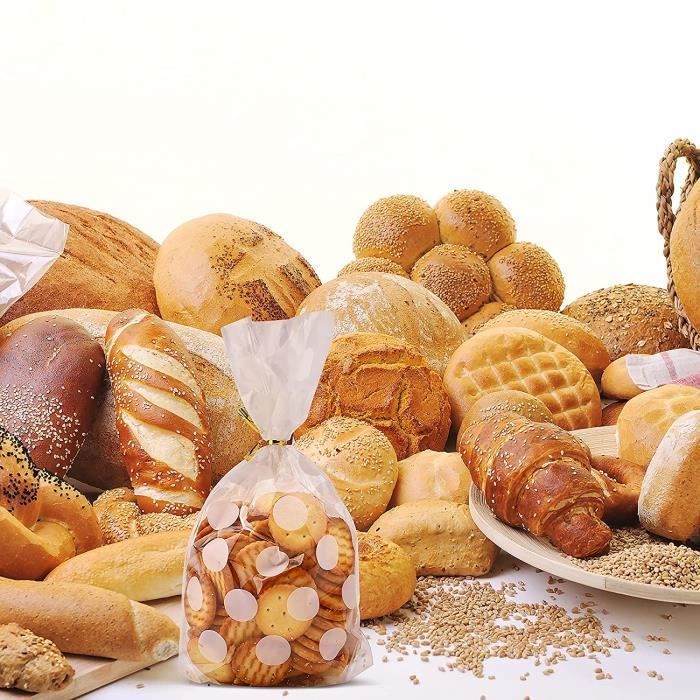 100 sacchetti di cellophane trasparente, ideali per caramelle, regali o biscotti, con chiusura a torsione.