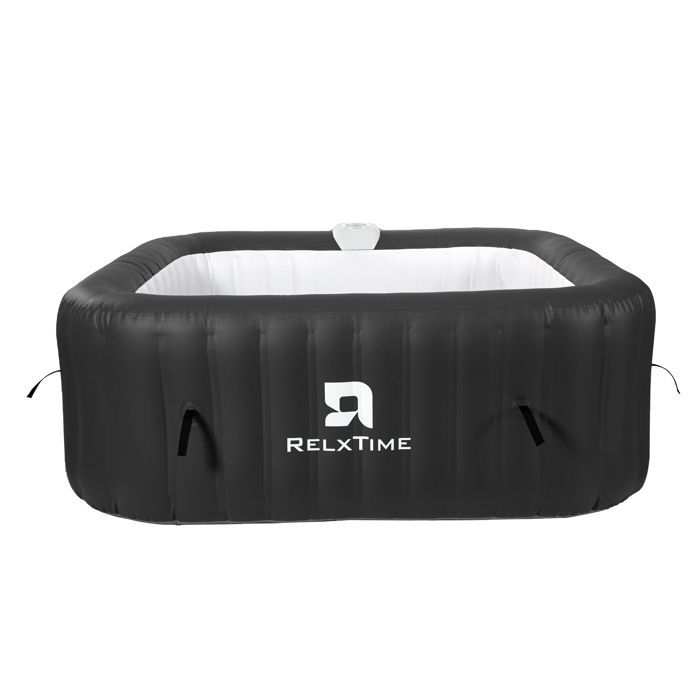 Spa hinchable RELXTIME para 6 personas - Cuadrado - 130 microchorros - Temperatura hasta 40 °C - Negro