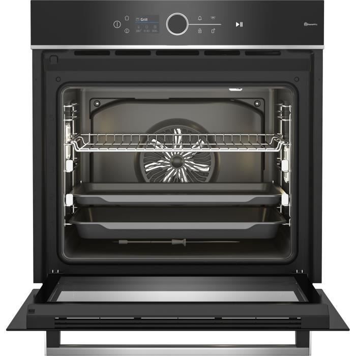 Forno multifuncional de embutir - Limpeza pirolítica - BEKO - BBIM13500XPSW - Aço inoxidável / Preto - Porta fria - 59,4 x 56,7 x 59,5 cm
