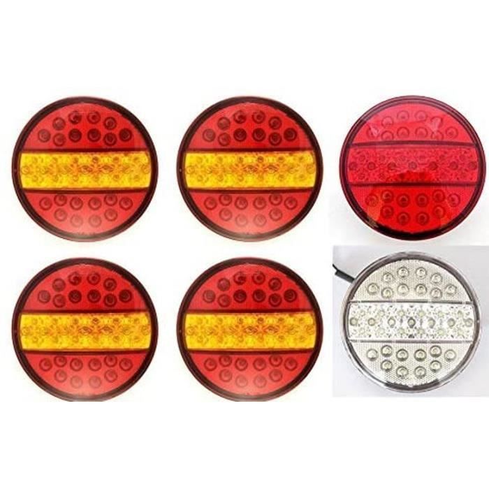6 luces de posición traseras LED universales tipo hamburguesa de 12 V para camiones, caravanas y autocaravanas.