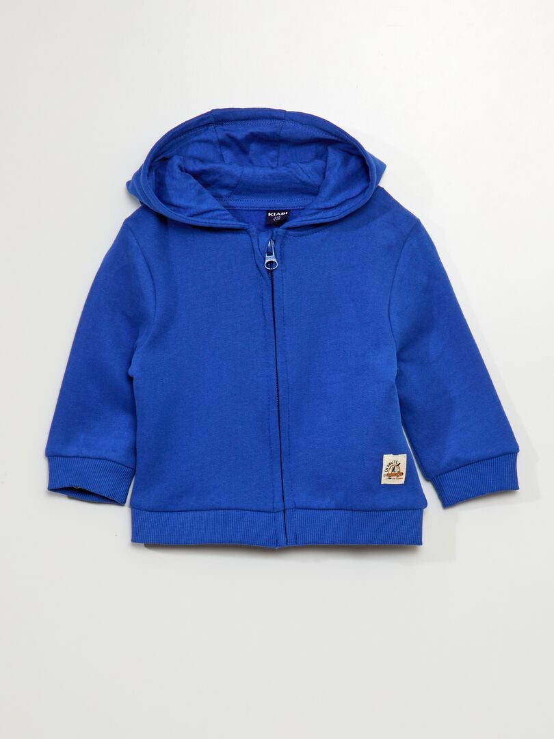 Trui met rits van fleecestof - blauw