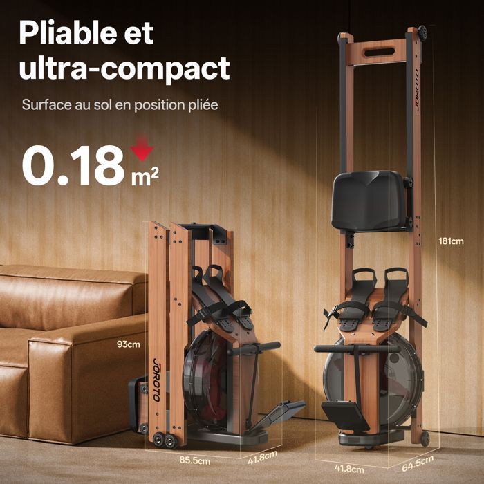 Rameur - JOROTO - MR260 - Capacité 120 kg - Bluetooth et application mobile - Résistance électromagnétique