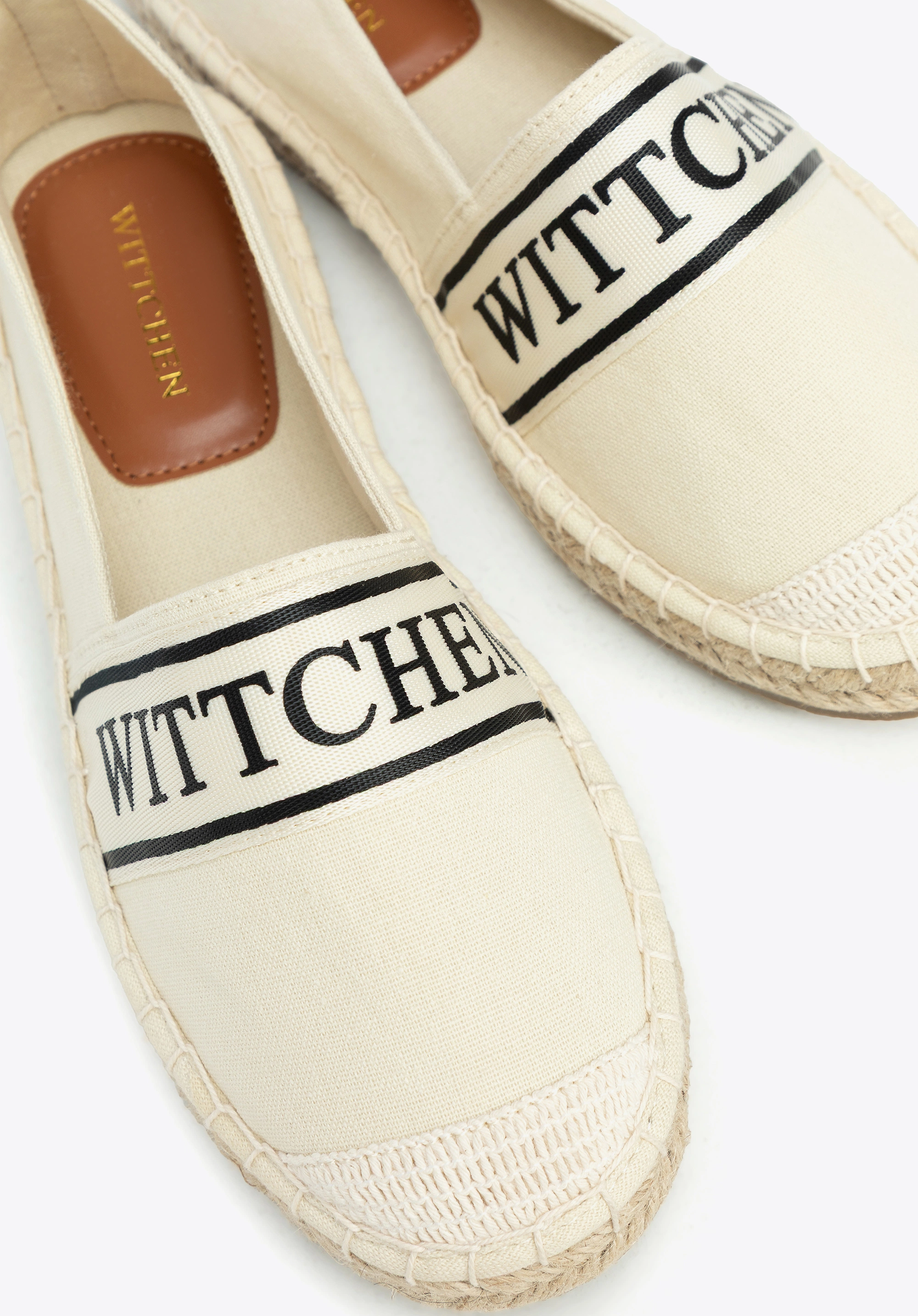 Damskie espadryle z lamówką z logo kremowe
