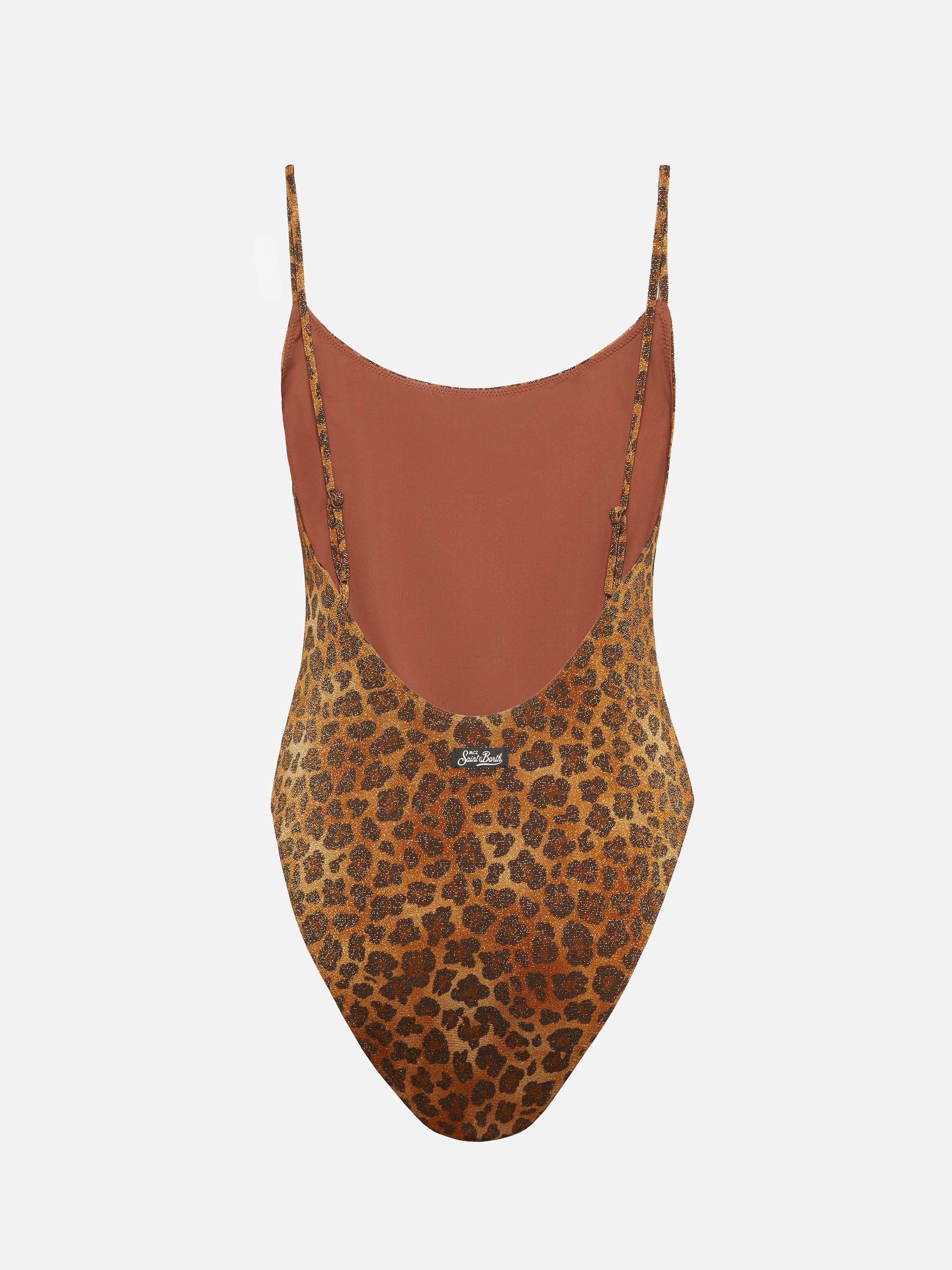 Cecille lurex badpak uit één stuk met dierenprint