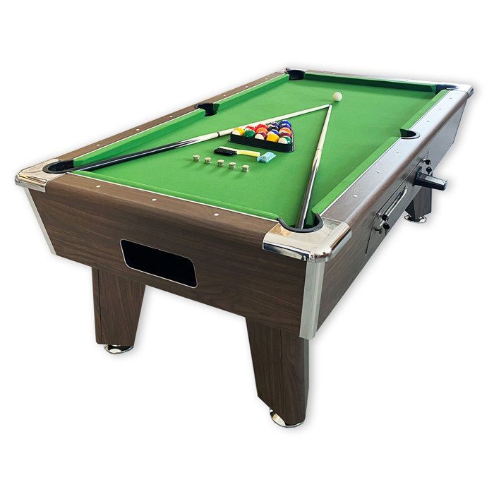 7-foot green pool table with manual coin mechanism – Competition